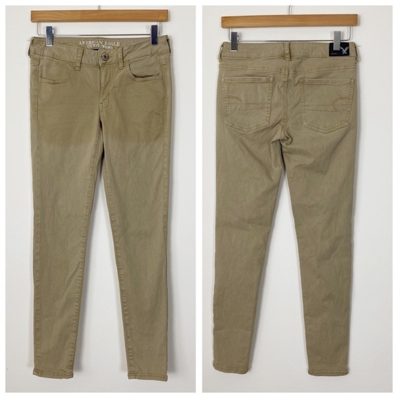 AEO AMERICAN EAGLE Khaki Tan Jegging Jeans Size 4 work career casual - Picture 1 of 8